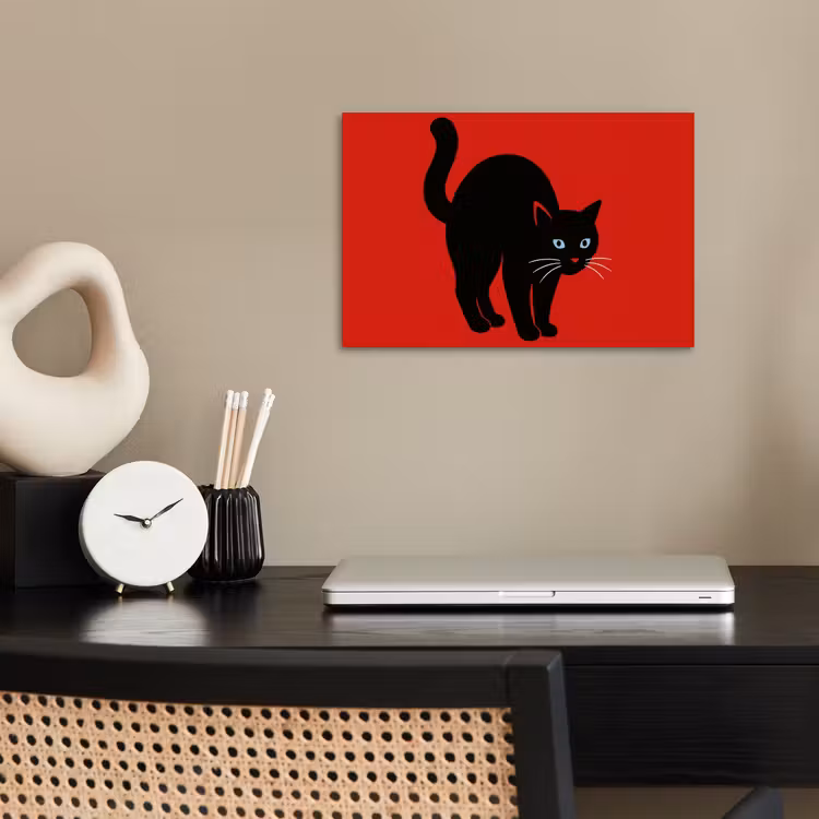 Kat - Zwart - Staart poster papier klein -sfeer1