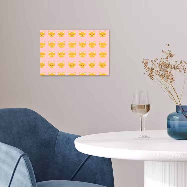 Katten - Patroon - Roze poster papier klein 62 -sfeer3