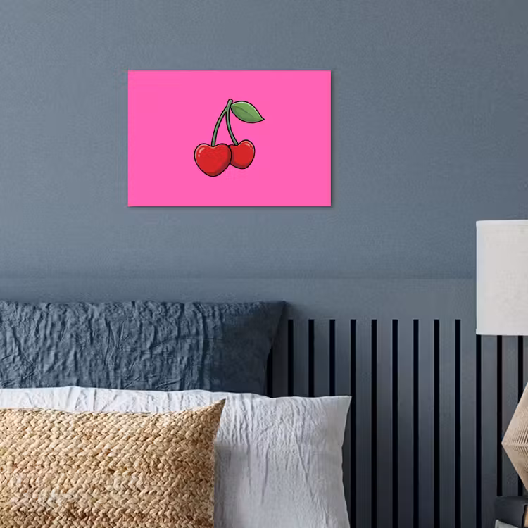 Kers - Roze - Fruit poster papier klein -sfeer2
