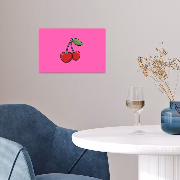 Kers - Roze - Fruit poster papier klein -sfeer3