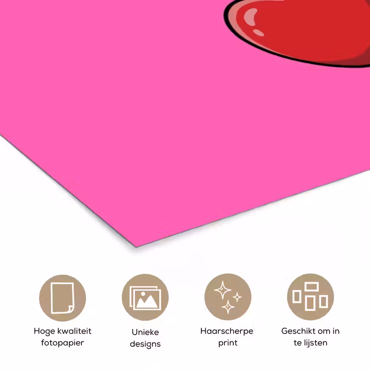 Kers - Roze - Fruit poster papier klein -closeup_NL