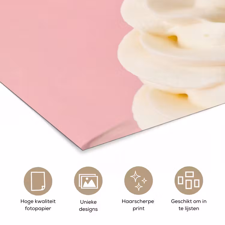 Kers - Slagroom - Roze poster papier klein -closeup_NL
