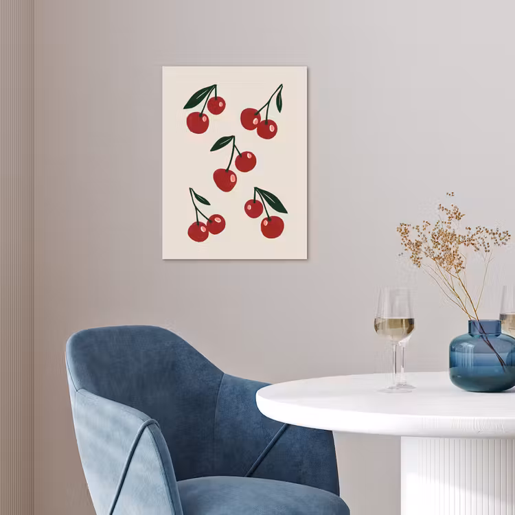 Kersen - Blaadjes - Rood poster papier klein -sfeer3