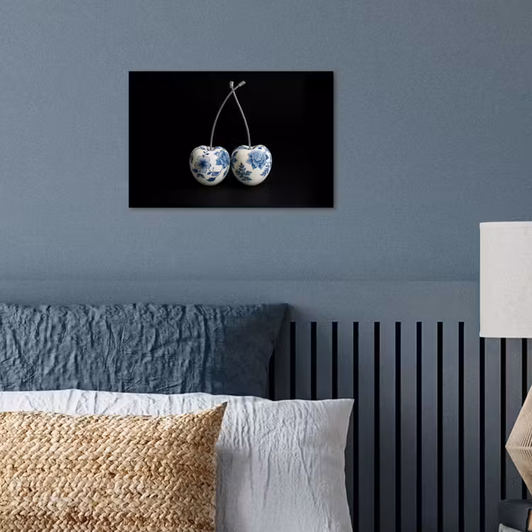 Kersen - Delfts blauw - Fruit poster papier klein -sfeer2