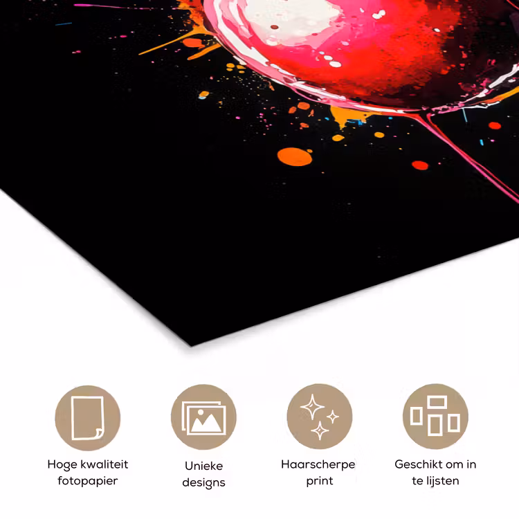 Kersen - Fruit - Graffiti - Verf - Abstract - Modern - Kleurrijk poster papier klein -closeup_NL