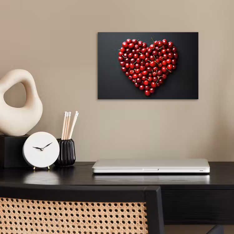 Kersen - Hart - Rood - Zwart poster papier klein -sfeer1