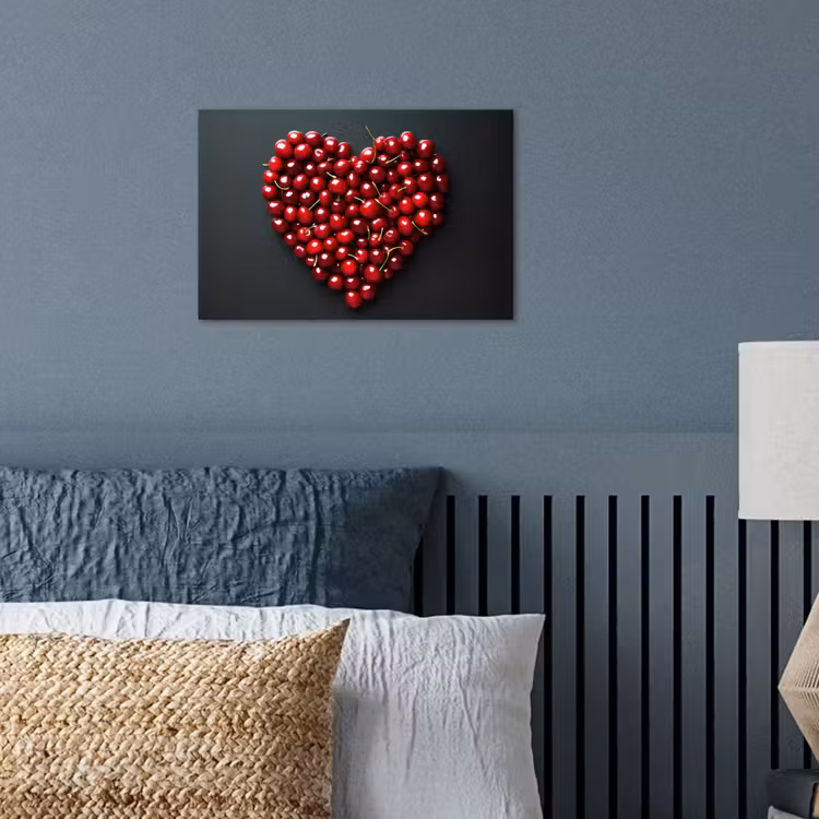 Kersen - Hart - Rood - Zwart poster papier klein -sfeer2