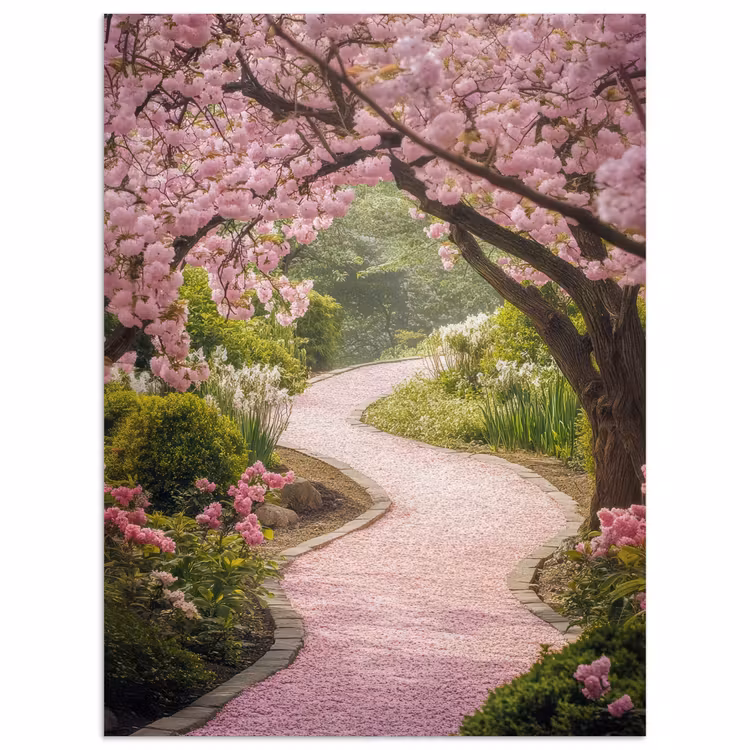 Kersenbloesem - Natuur - Sakura - Pad - Japanse tuin poster papier klein -3d