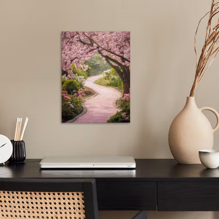Kersenbloesem - Natuur - Sakura - Pad - Japanse tuin poster papier klein -sfeer1