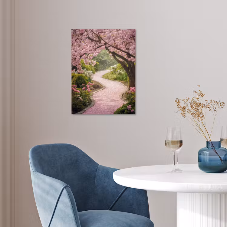 Kersenbloesem - Natuur - Sakura - Pad - Japanse tuin poster papier klein -sfeer3