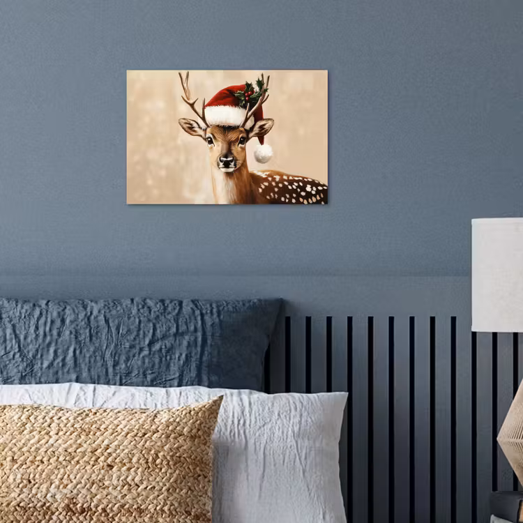 Kerst - Hert - Gewei - Rood poster papier klein -sfeer2