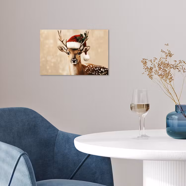 Kerst - Hert - Gewei - Rood poster papier klein -sfeer3