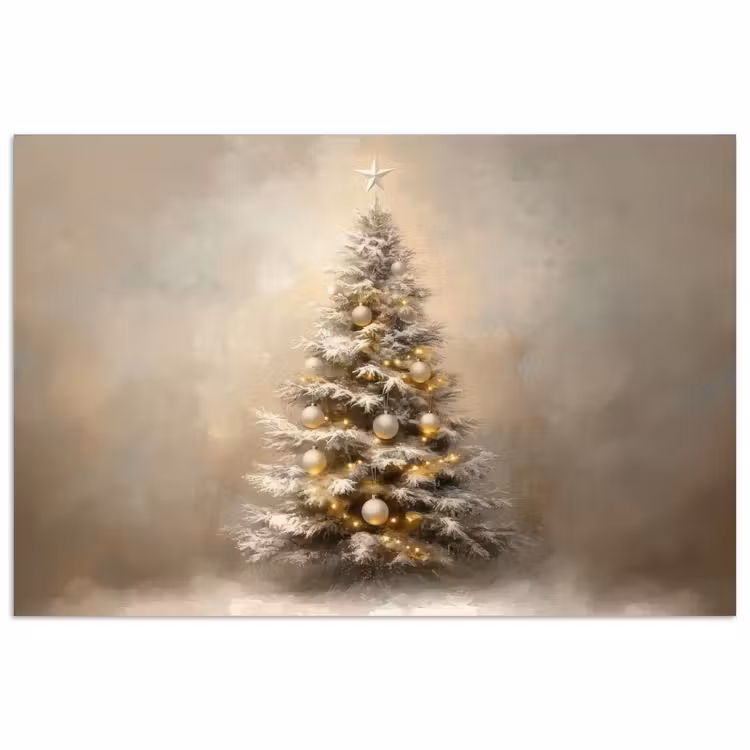 Kerst - kerstboom - Sneeuw - Art poster papier klein -3d