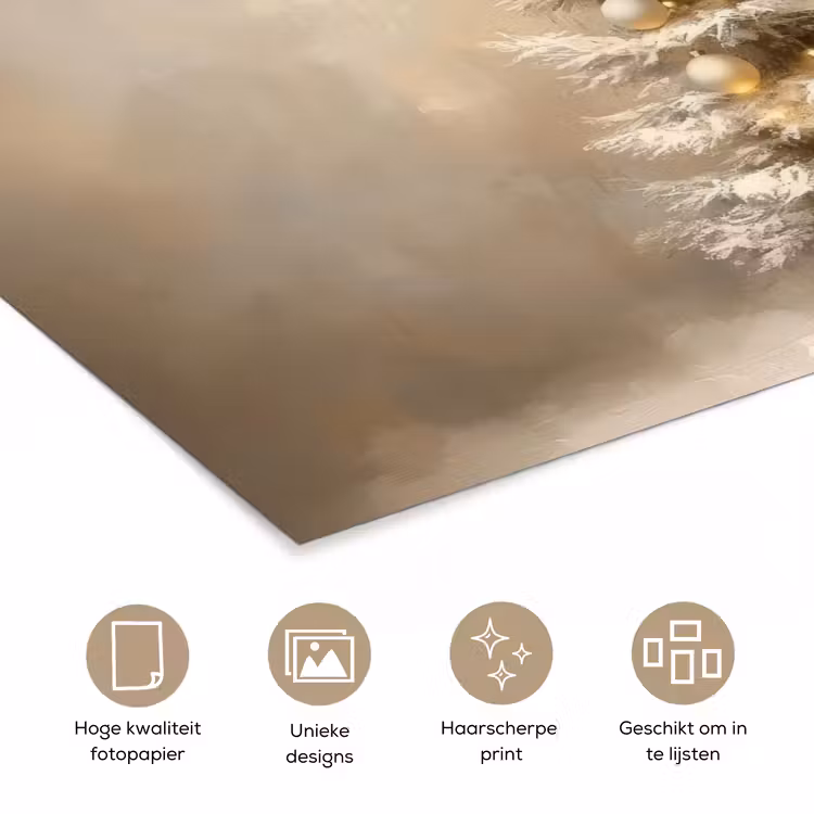 Kerst - kerstboom - Sneeuw - Art poster papier klein -closeup_NL