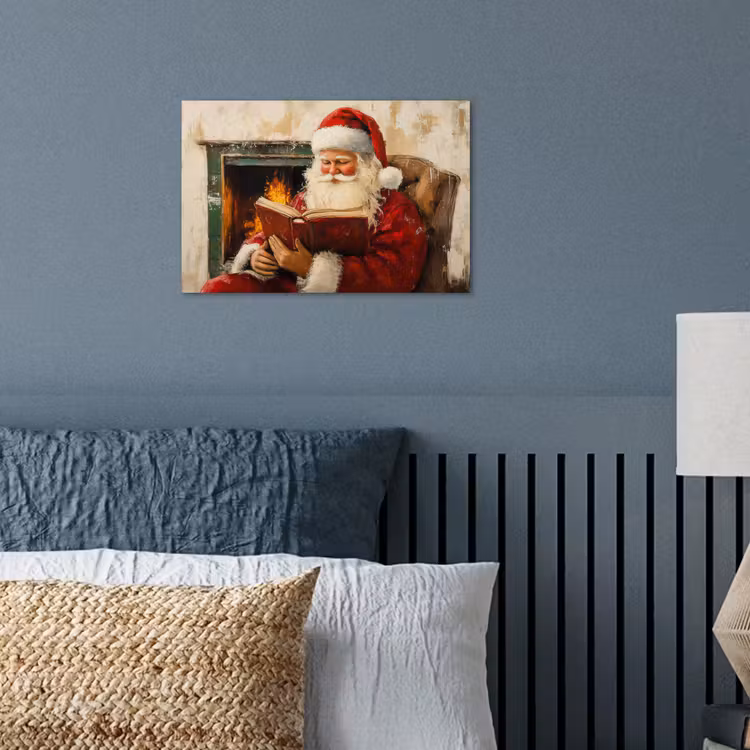 Kerst - Kerstman - Winter - Open Haard poster papier klein -sfeer2
