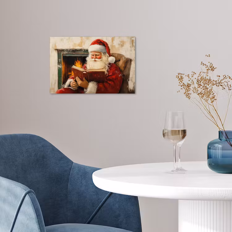 Kerst - Kerstman - Winter - Open Haard poster papier klein -sfeer3