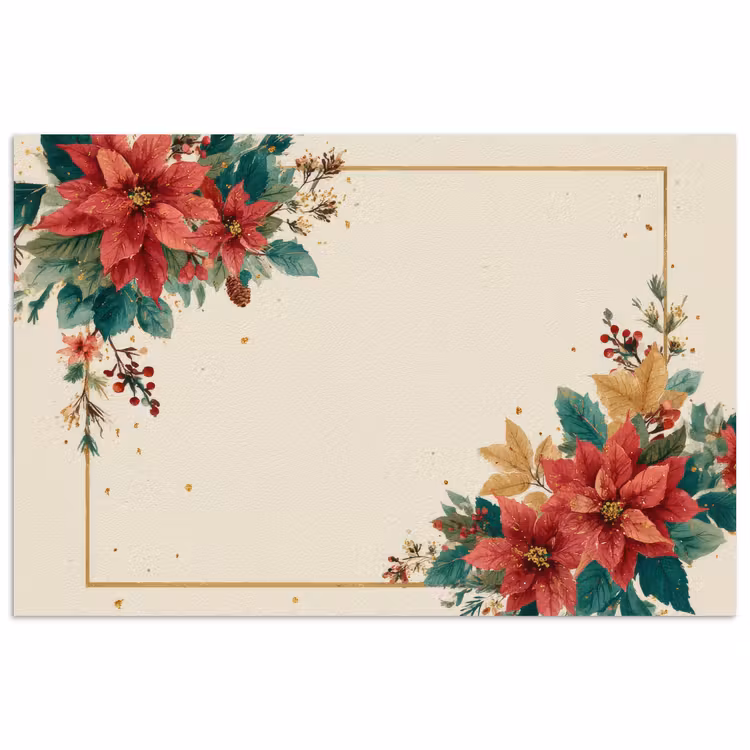 Kerst - Poinsettia - Omlijsting - Kleurrijk poster papier klein -3d