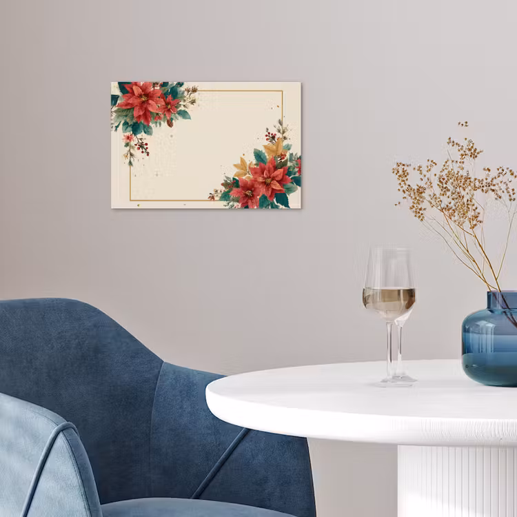 Kerst - Poinsettia - Omlijsting - Kleurrijk poster papier klein -sfeer3