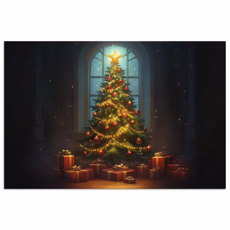 Kerstboom - Cadeau - Kerst - Winter poster papier klein -3d