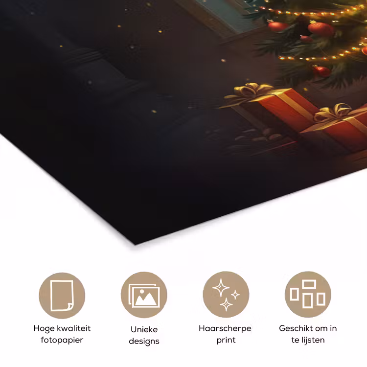 Kerstboom - Cadeau - Kerst - Winter poster papier klein -closeup_NL