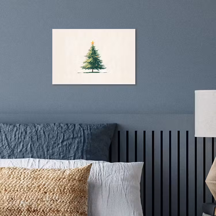 Kerstboom - Illustratie - Ster - Sneeuw poster papier klein -sfeer2