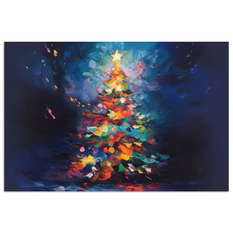 Kerstboom - Kerst - Abstract - Kleurrijk poster papier klein -3d