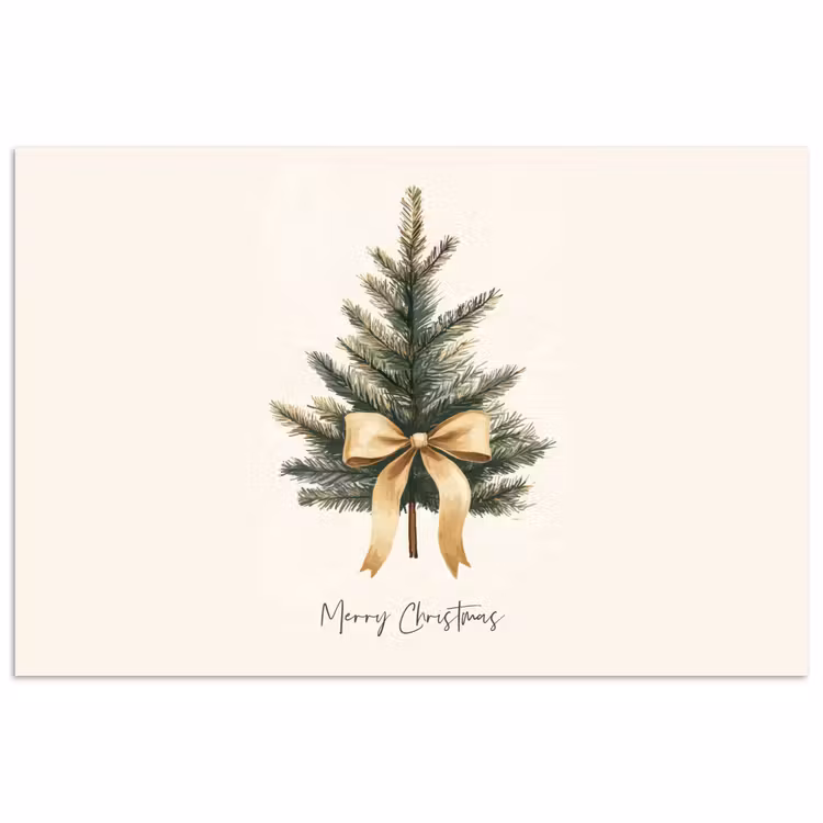 Kerstboom - Kerst - Merry Christmas - Beige poster papier klein -3d