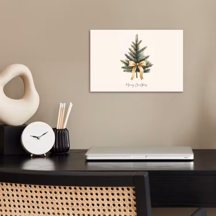 Kerstboom - Kerst - Merry Christmas - Beige poster papier klein -sfeer1