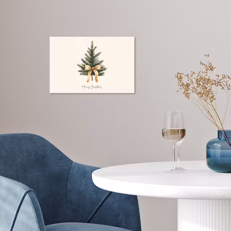 Kerstboom - Kerst - Merry Christmas - Beige poster papier klein -sfeer3