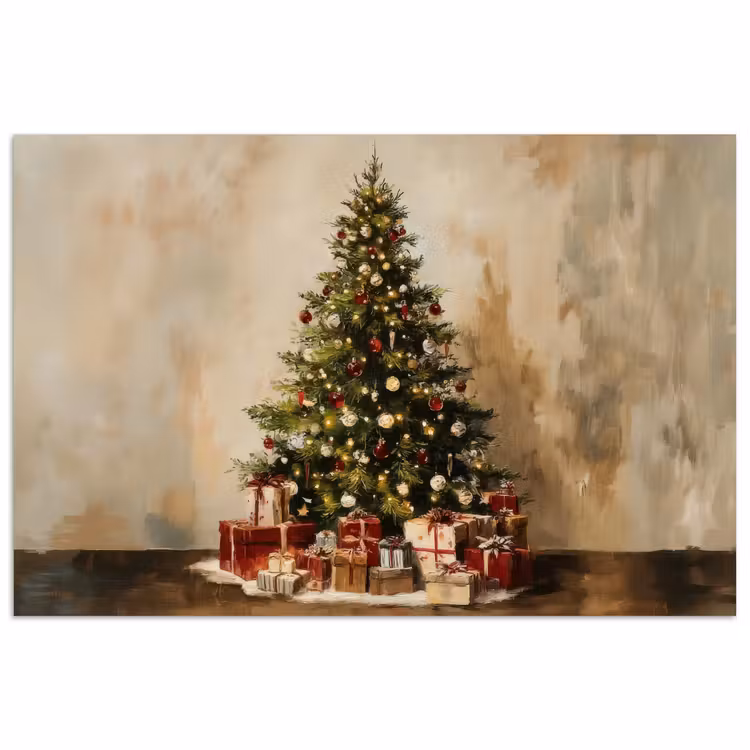 Kerstboom - Versierd - Kleurrijk poster papier klein -3d