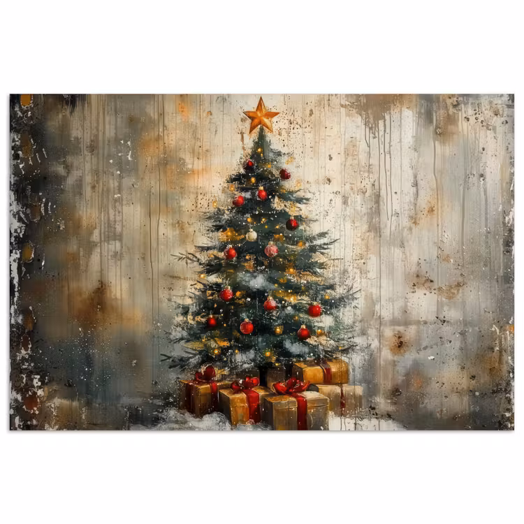 Kerstboom - Vintage - Kerst - Cadeau poster papier klein -3d