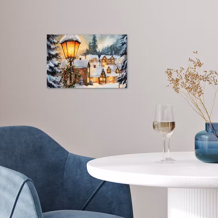 Kerstdorp - Huizen - Sneeuw - Kerst poster papier klein -sfeer3