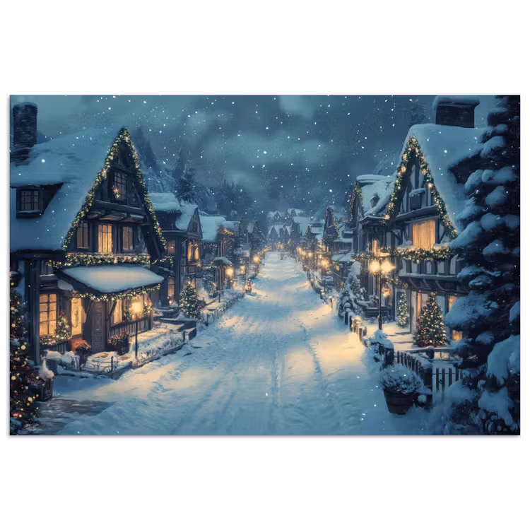 Kerstdorp - Kerst - Sneeuw - Winter poster papier klein -3d