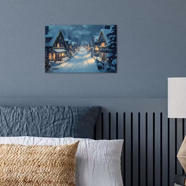 Kerstdorp - Kerst - Sneeuw - Winter poster papier klein -sfeer2