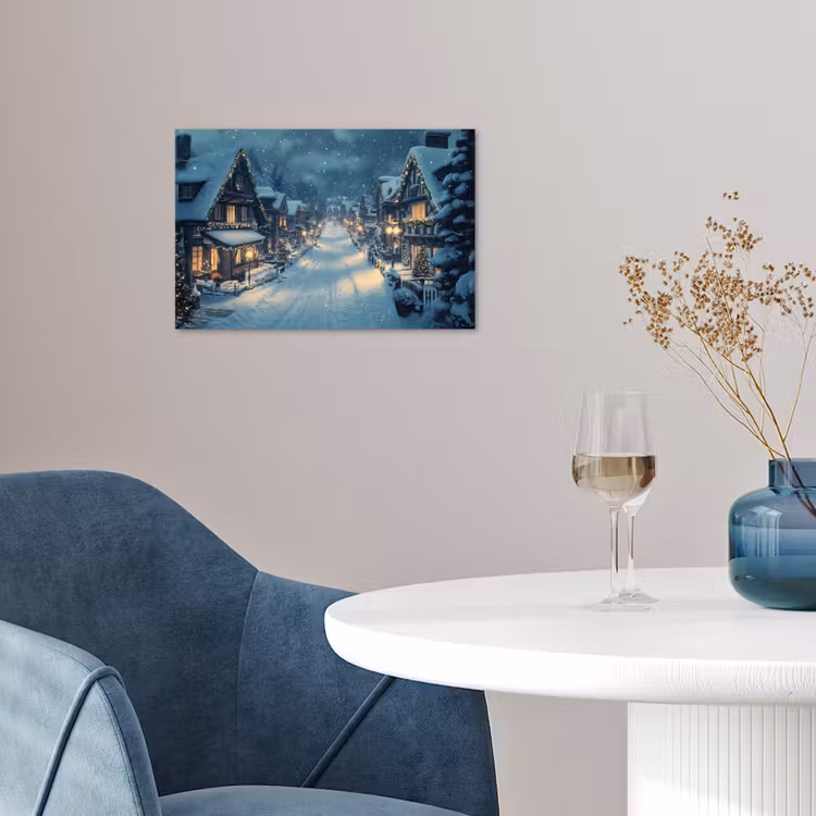 Kerstdorp - Kerst - Sneeuw - Winter poster papier klein -sfeer3