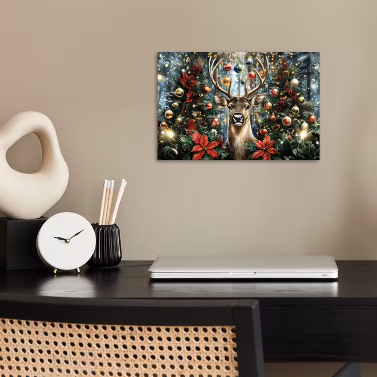 Kerstfeest - Dennenbos - Rood poster papier klein -sfeer1