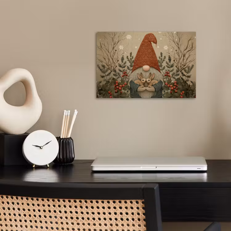 Kerstgnome - Konijntjes - Kleurrijk poster papier klein -sfeer1