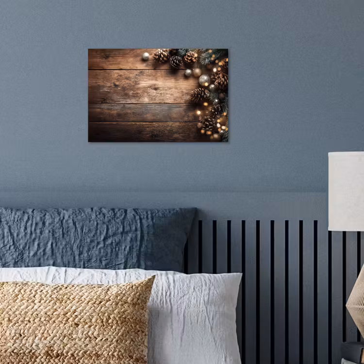 Kersthoekdecoratie - Dennenappels - Lichtjes poster papier klein -sfeer2