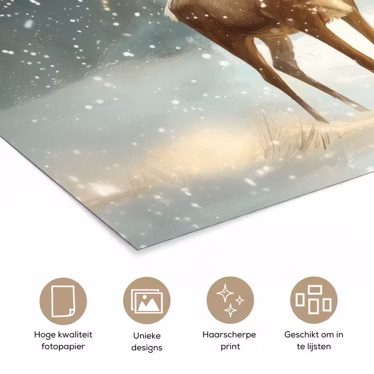 Kerstmagie - Winterwoud - Rendier poster papier klein -closeup_NL