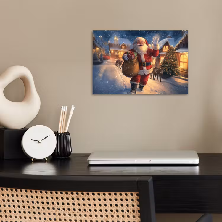 Kerstman - Dorp - Hert - Donker poster papier klein -sfeer1