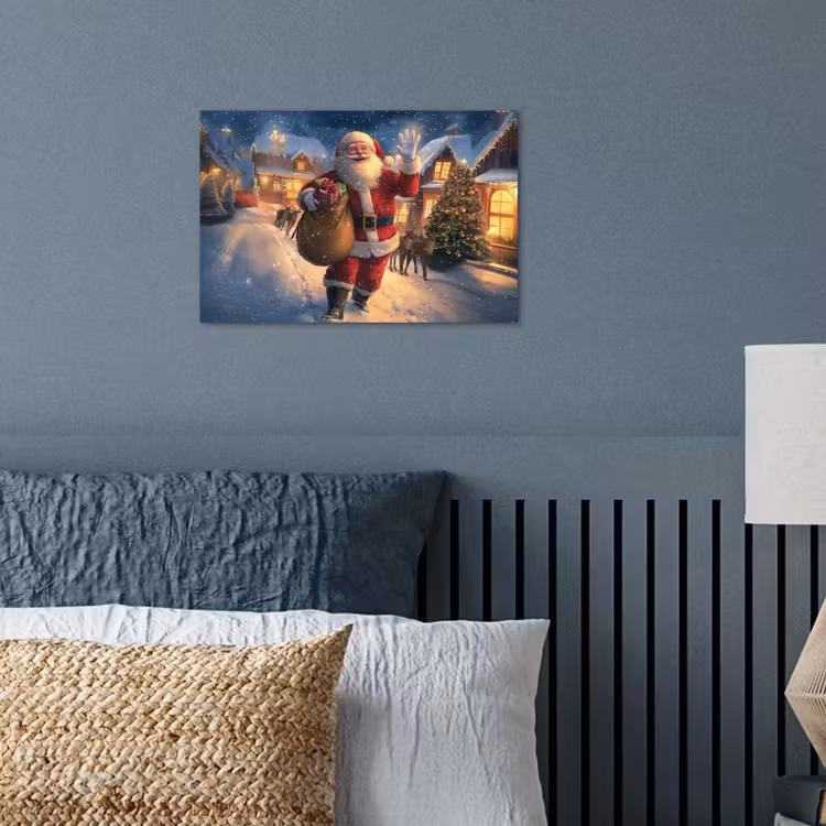 Kerstman - Dorp - Hert - Donker poster papier klein -sfeer2