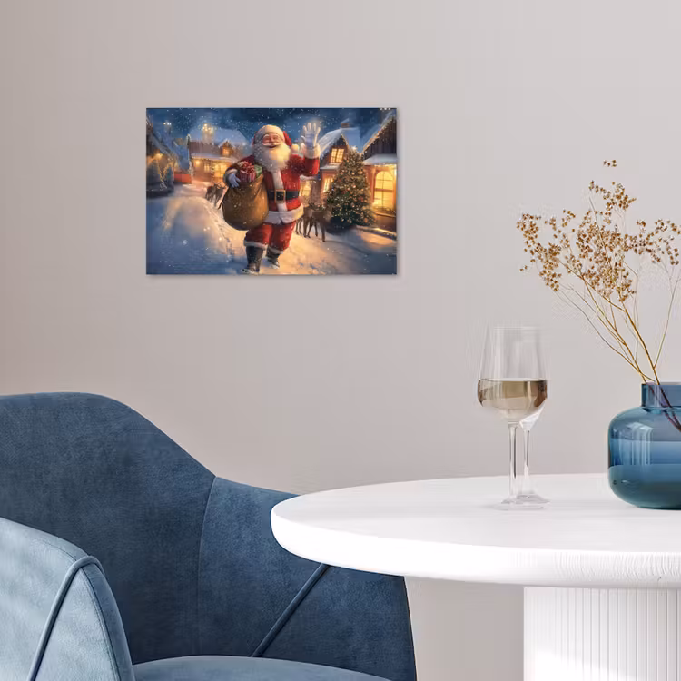Kerstman - Dorp - Hert - Donker poster papier klein -sfeer3