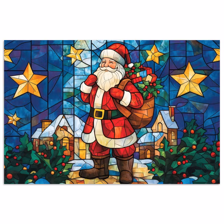 Kerstman - Glas - Kleurrijk poster papier klein -3d