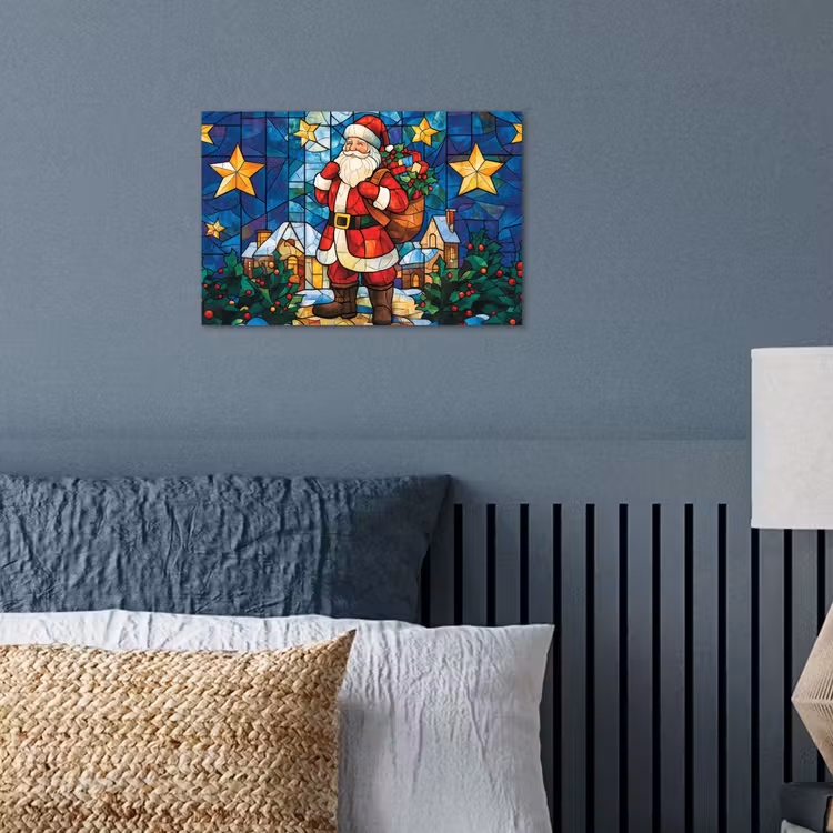 Kerstman - Glas - Kleurrijk poster papier klein -sfeer2
