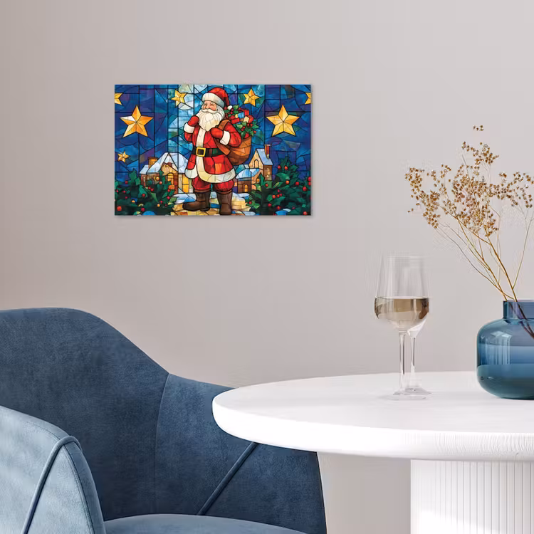 Kerstman - Glas - Kleurrijk poster papier klein -sfeer3