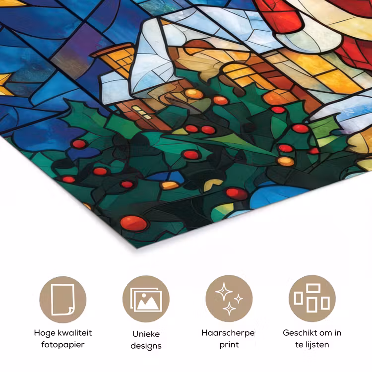 Kerstman - Glas - Kleurrijk poster papier klein -closeup_NL