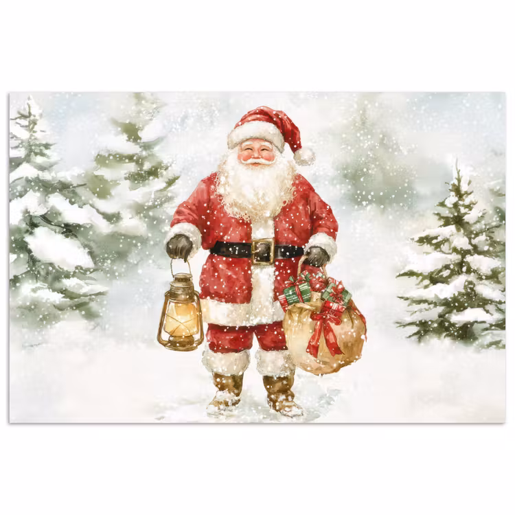 Kerstman- Winter - Sneeuw - Wit - Rood poster papier klein -3d