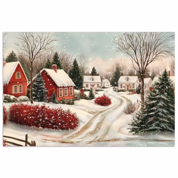 Kerstsfeer - Landelijk - Rood poster papier klein -3d