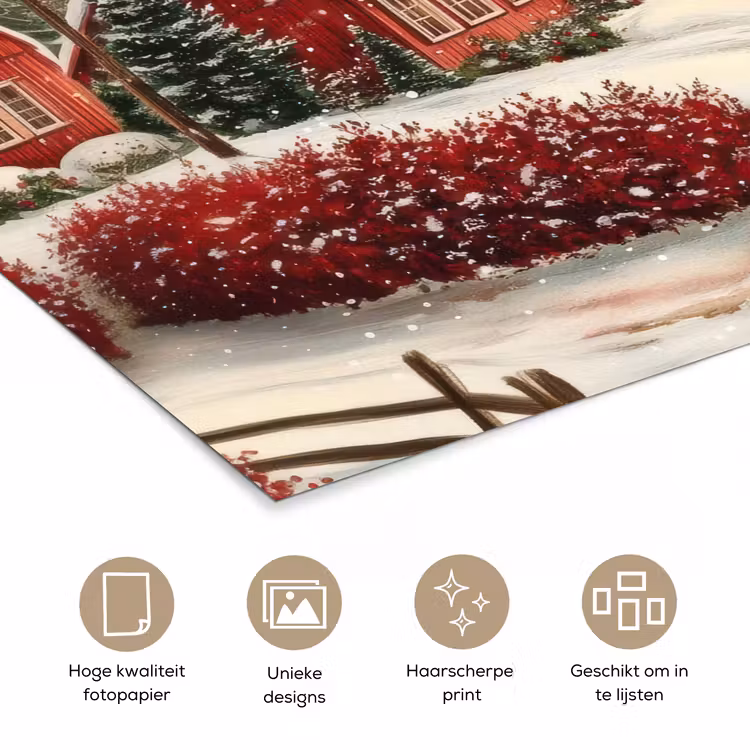 Kerstsfeer - Landelijk - Rood poster papier klein -closeup_NL