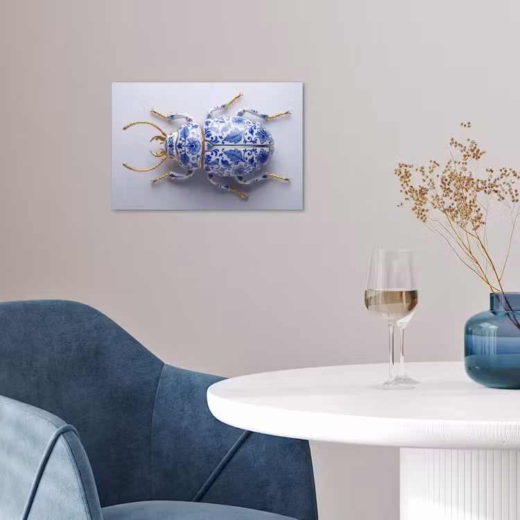 Kever - Delfts - Blauw - Goud poster papier klein -sfeer3